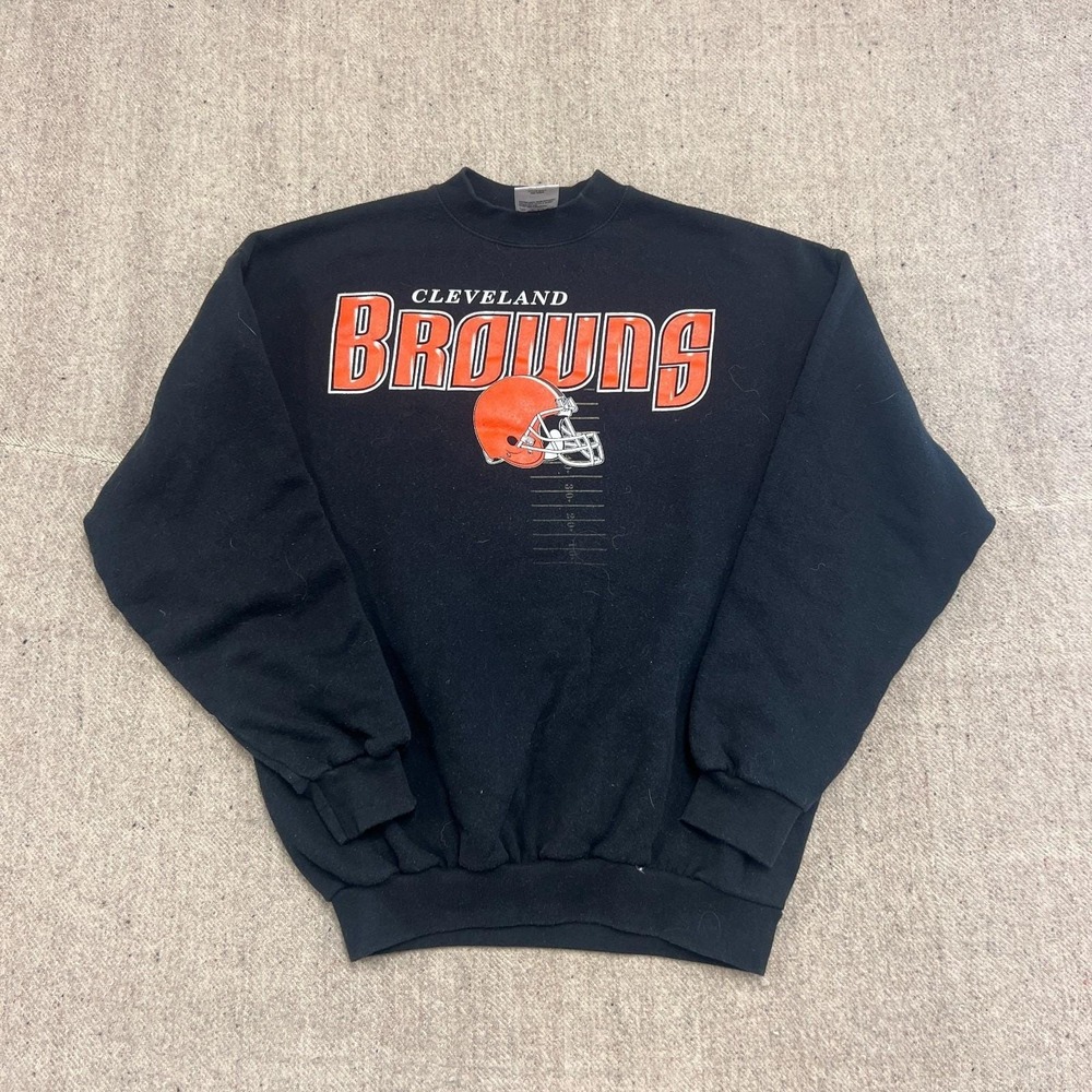 Vintage Cleveland Browns Sweatshirt Mens Large Black 1990s NFL Logo Athletic